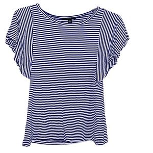 Blue and white striped blouse
